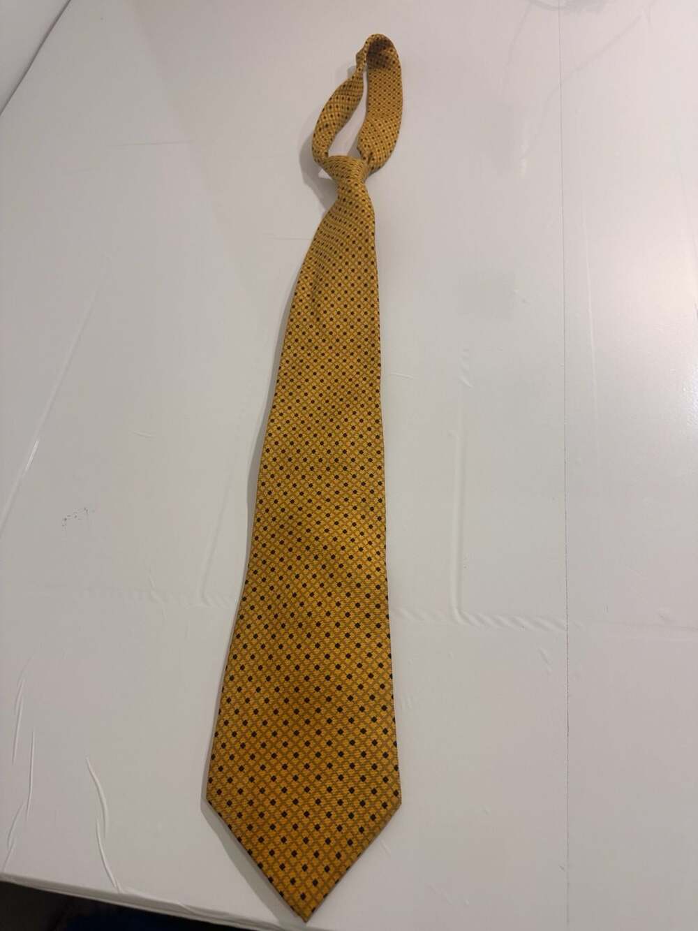 Do Re Collections Yellow Mustard Abstract Silk Tie